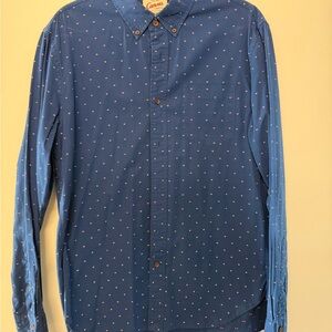 Lands' End Canvas Blue Casual Button Down Shirt